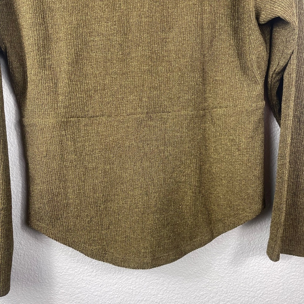 NWT Madewell Twist Front Long Sleeve Shimmery Top Womens S Green Button Mature - Picture 11 of 13